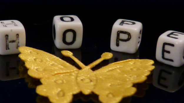 HOPE beads and gold butterfly